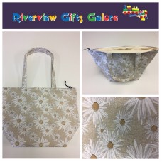 Large Tote Bag With Zip - Daisy Taupe Large Tote Bag With Zip - Daisy Taupe